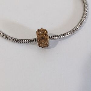 Silver Brown with Brown Rhinestones Charm for Pandora‎ Style Bracelet